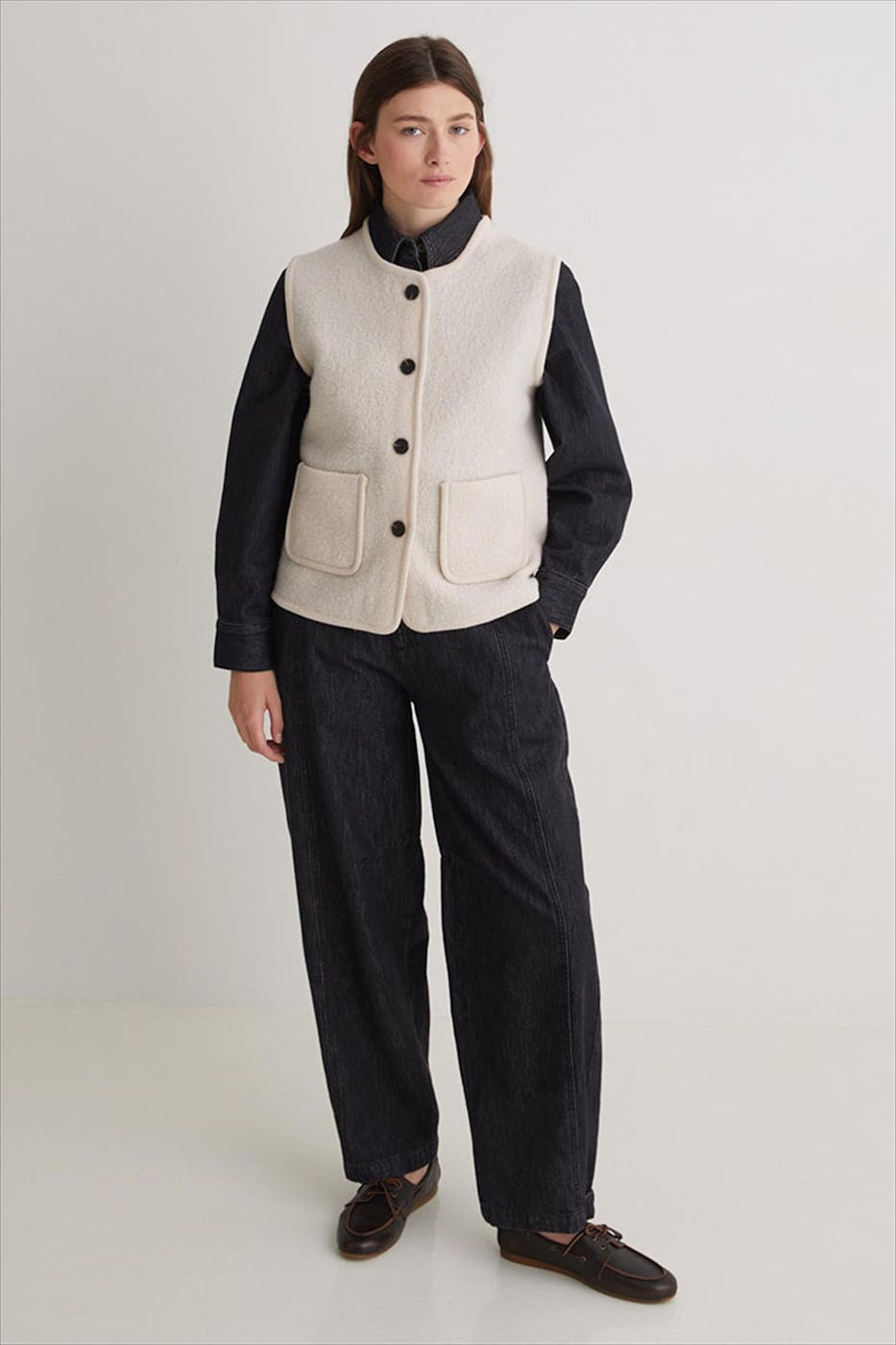 YERSE - Ecru Boiled Wool vestje