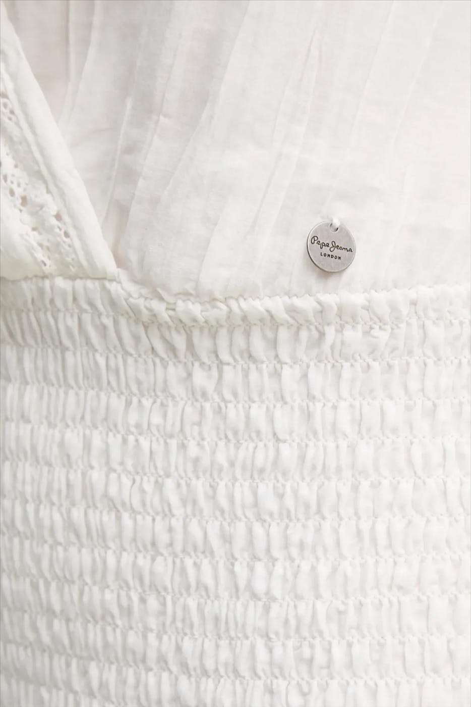 Pepe Jeans London - Witte V-neck Mini jurk