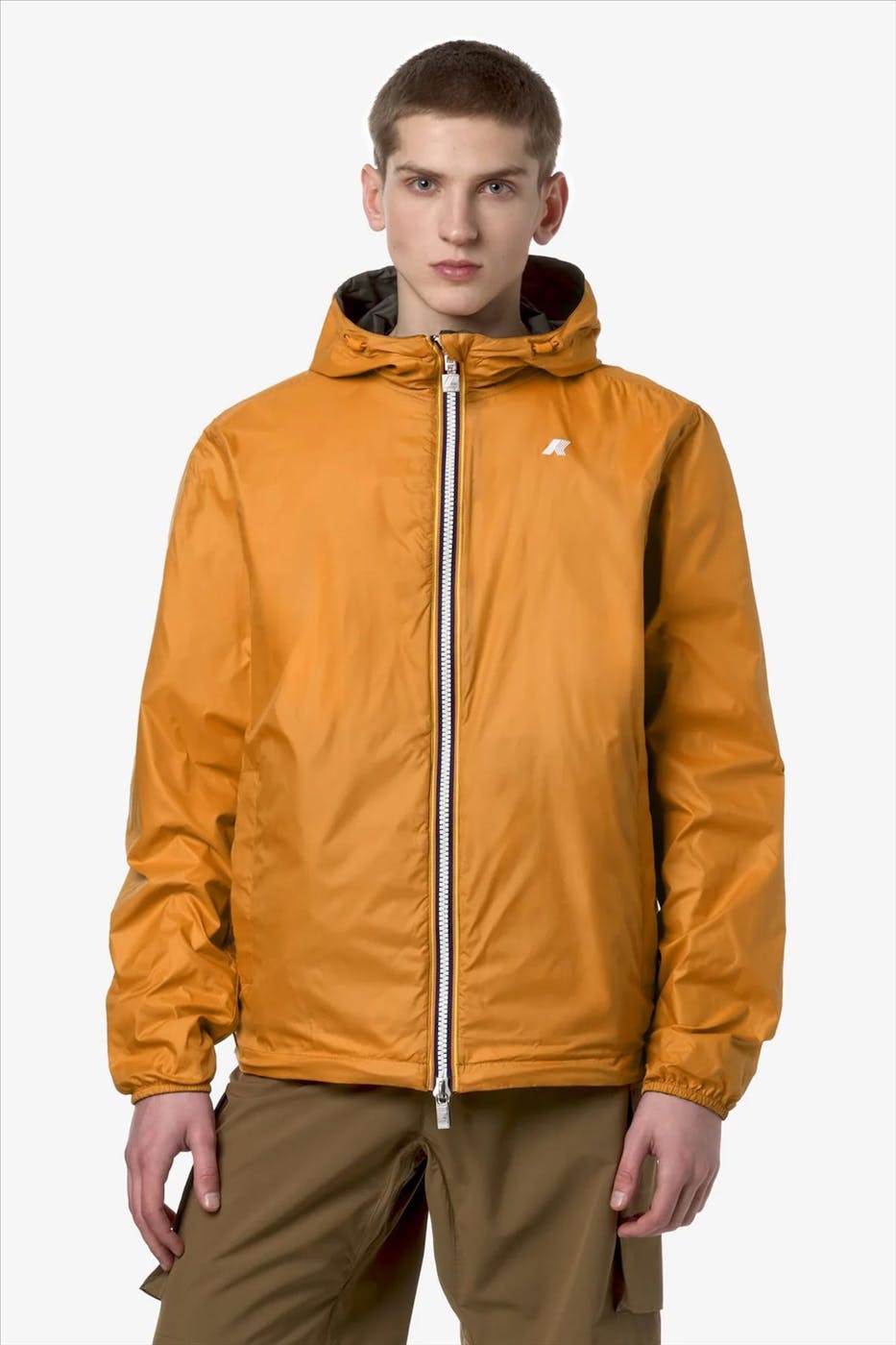 K-Way - Kaki-Oranje Jake Plus Double jas