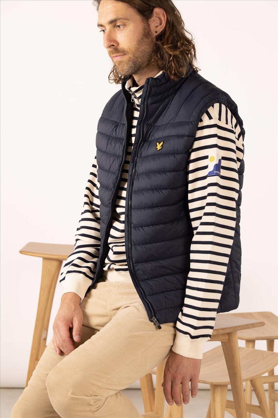 Lyle & Scott - Donkerblauwe Tonal Superfine trui