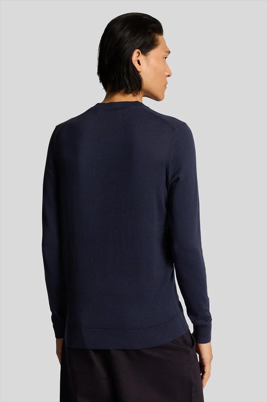 Lyle & Scott - Donkerblauwe Tonal Superfine trui