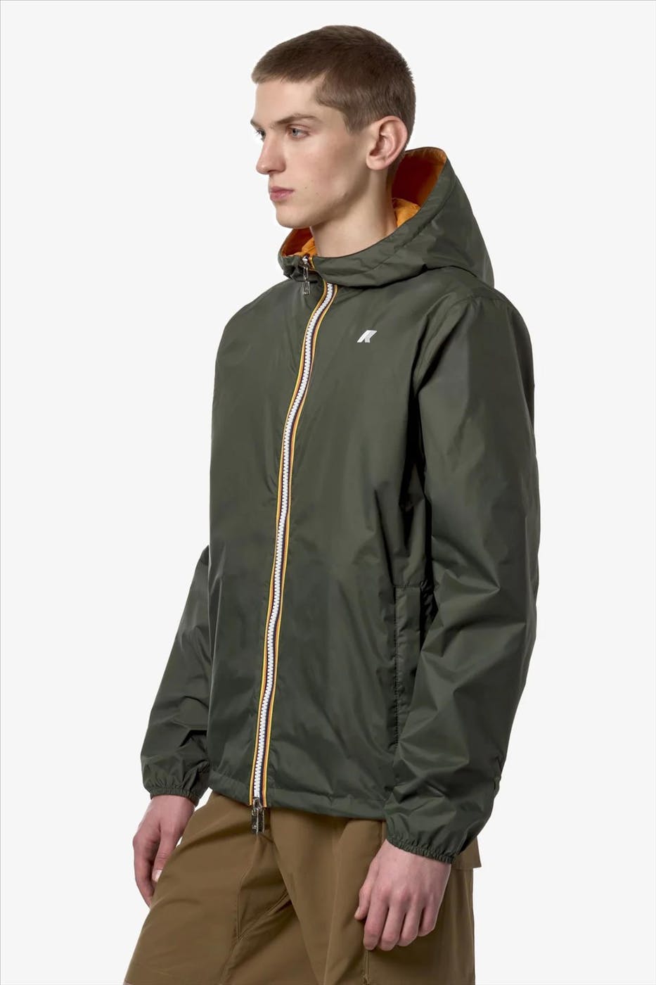 K-Way - Kaki-Oranje Jake Plus Double jas
