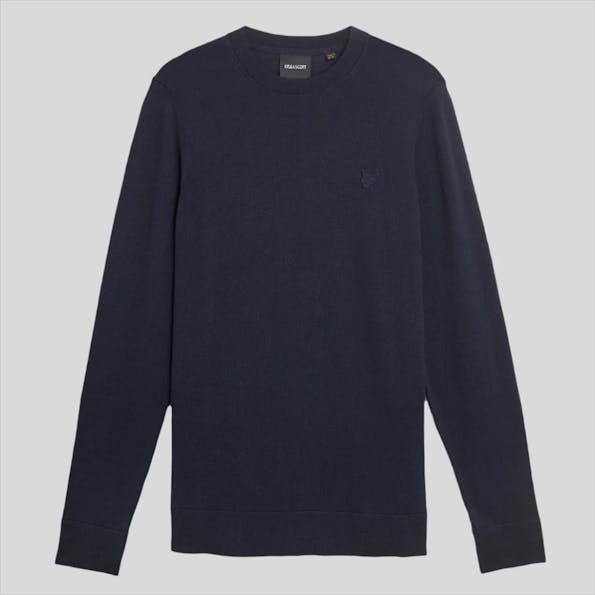 Lyle & Scott - Donkerblauwe Tonal Superfine trui