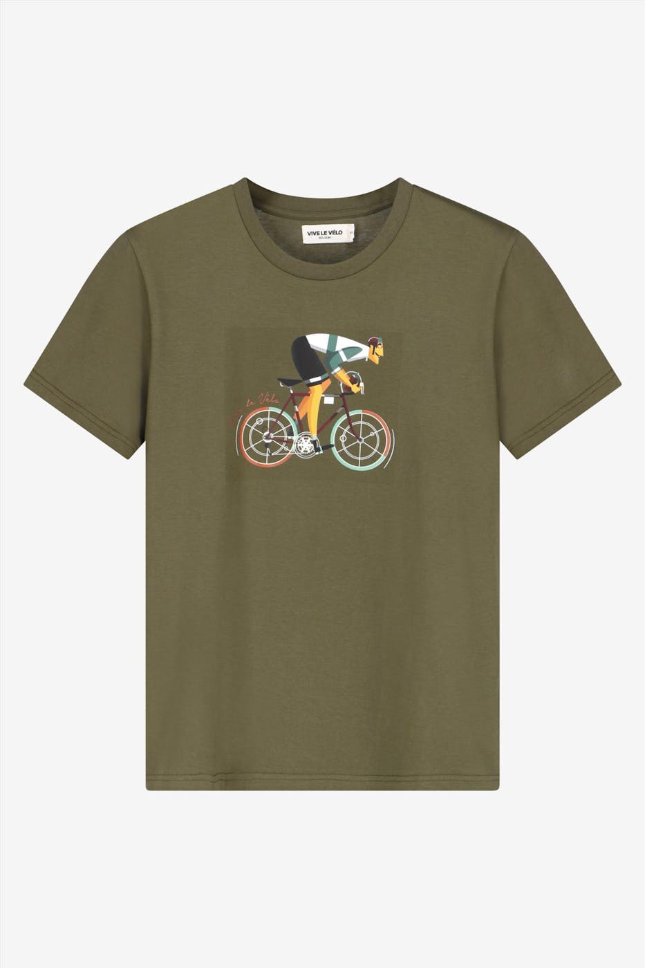 Vive le vélo - Kaki Retro Cyclist T-shirt