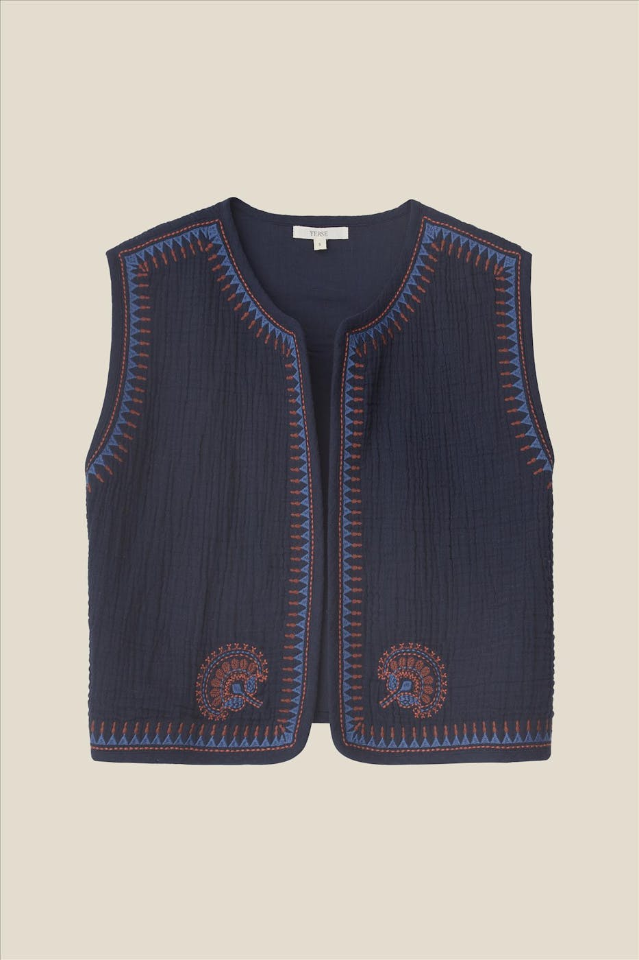 YERSE - Donkerblauwe Embroidery jas