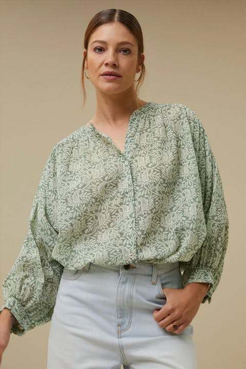 BY BAR - Beige-groene Lucy Udaipur blouse