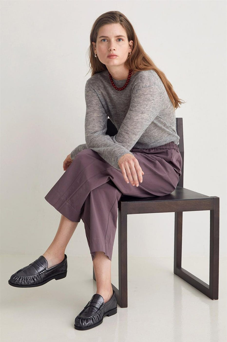YERSE - Aubergine Barrel broek