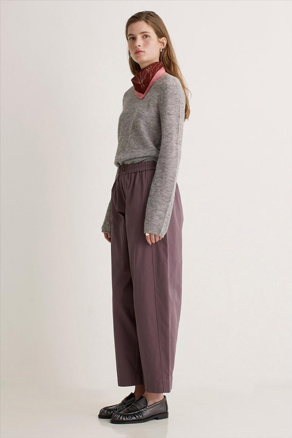 YERSE - Aubergine Barrel broek