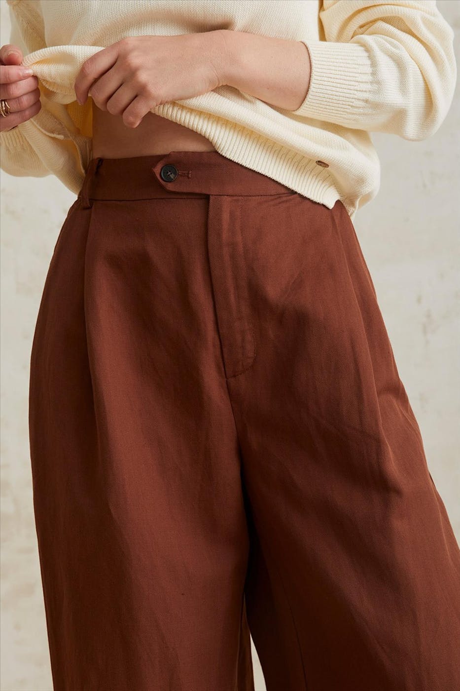 YERSE - Bruine Linen Suit broek