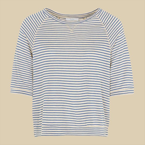 BY BAR - Ecru-Blauwe Neva Small Stripe T-shirt