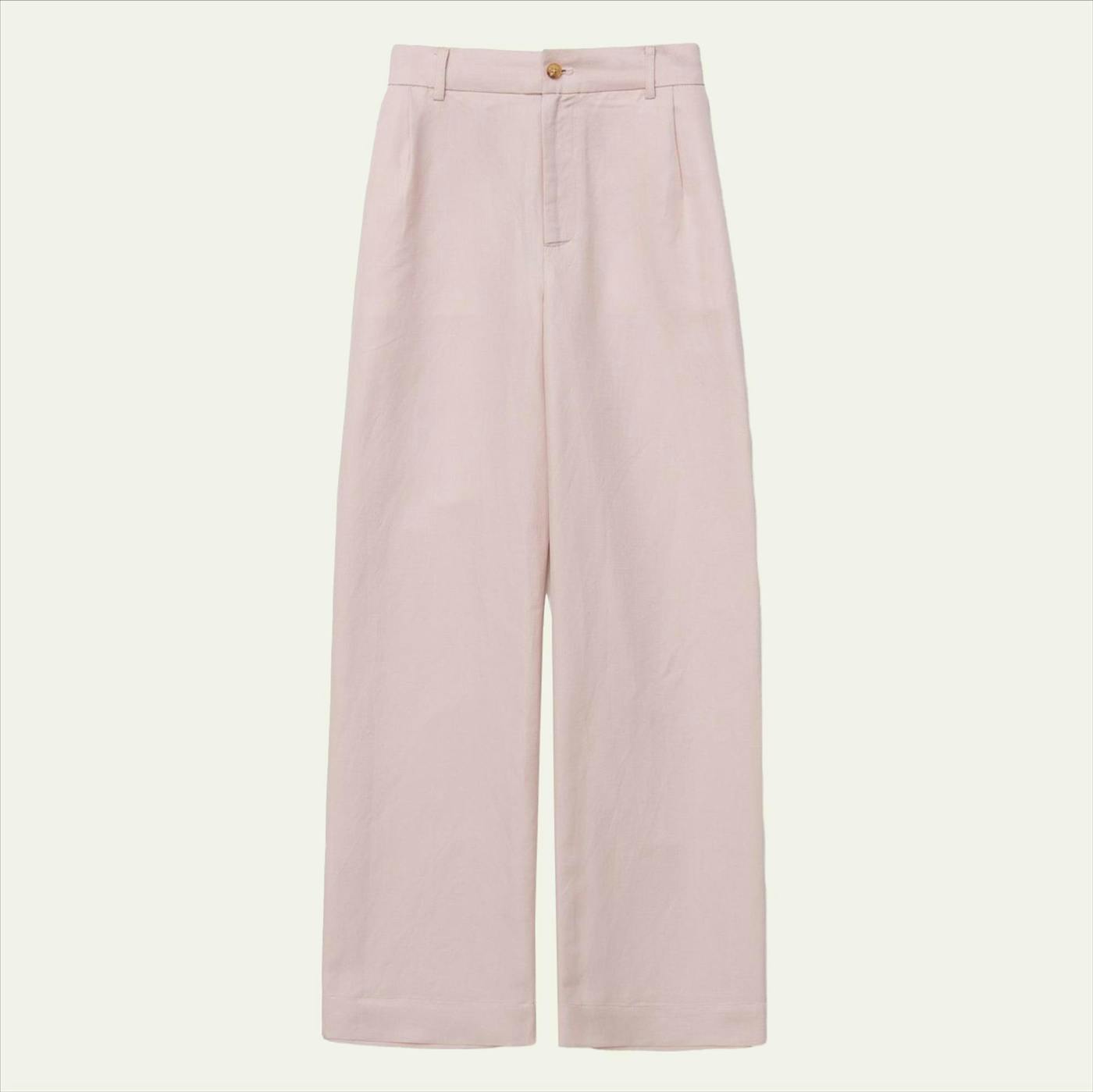 YERSE - Lichtroze Linnen broek
