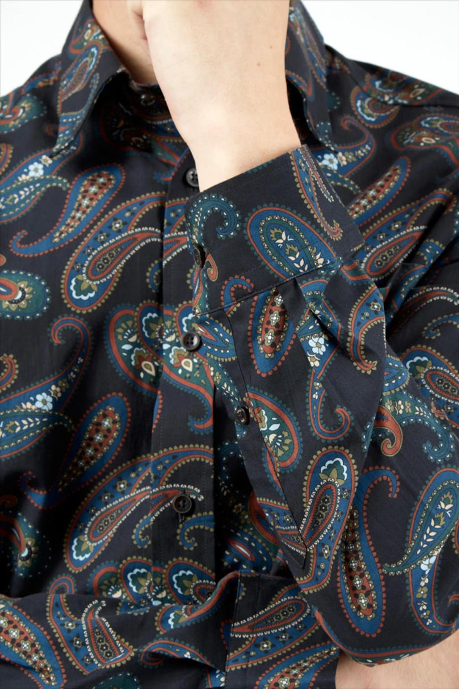 Ben Sherman - Zwart-multicolour regular fit paisley hemd