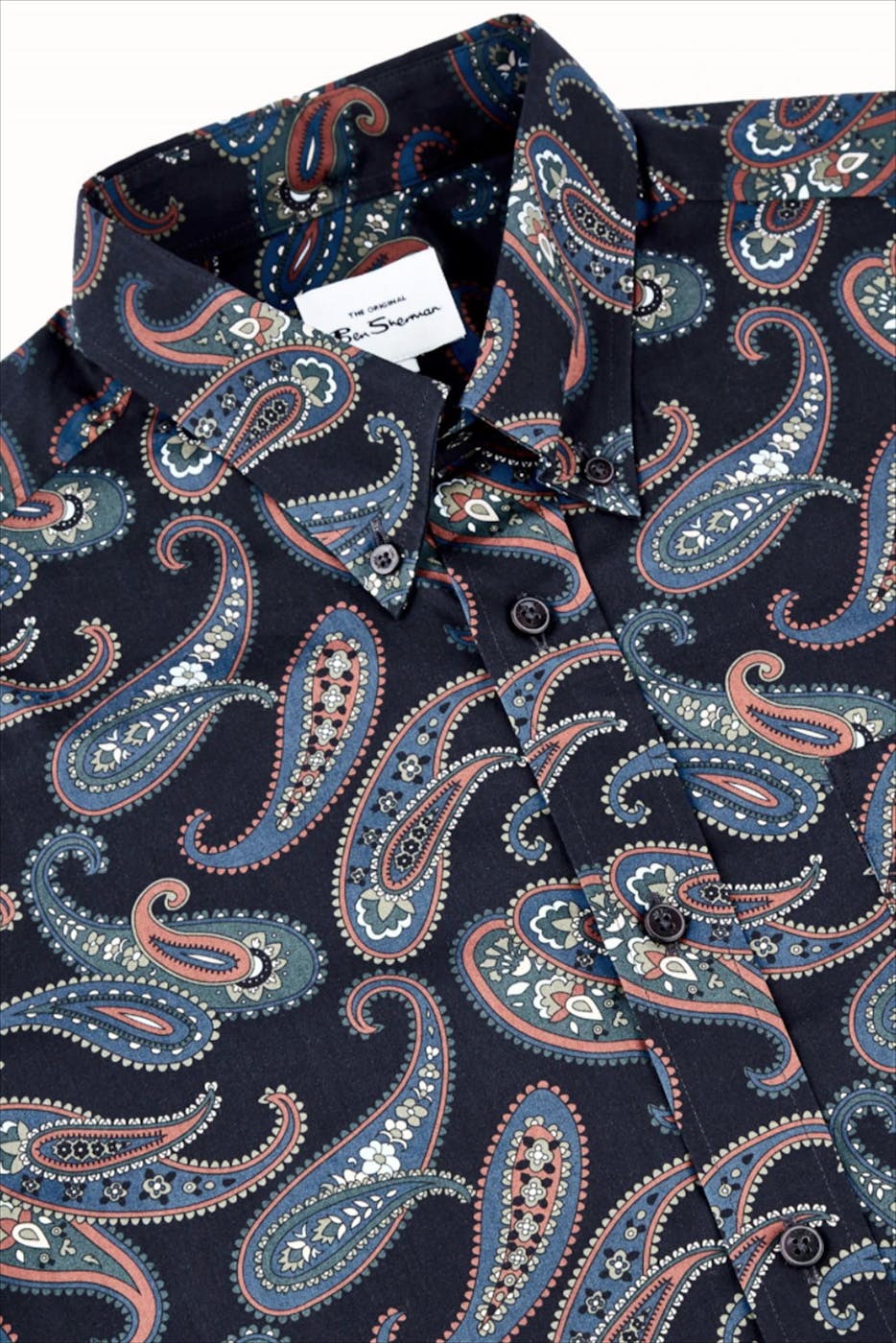 Ben Sherman - Zwart-multicolour regular fit paisley hemd