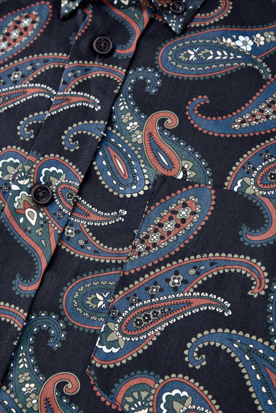 Ben Sherman - Zwart-multicolour regular fit paisley hemd