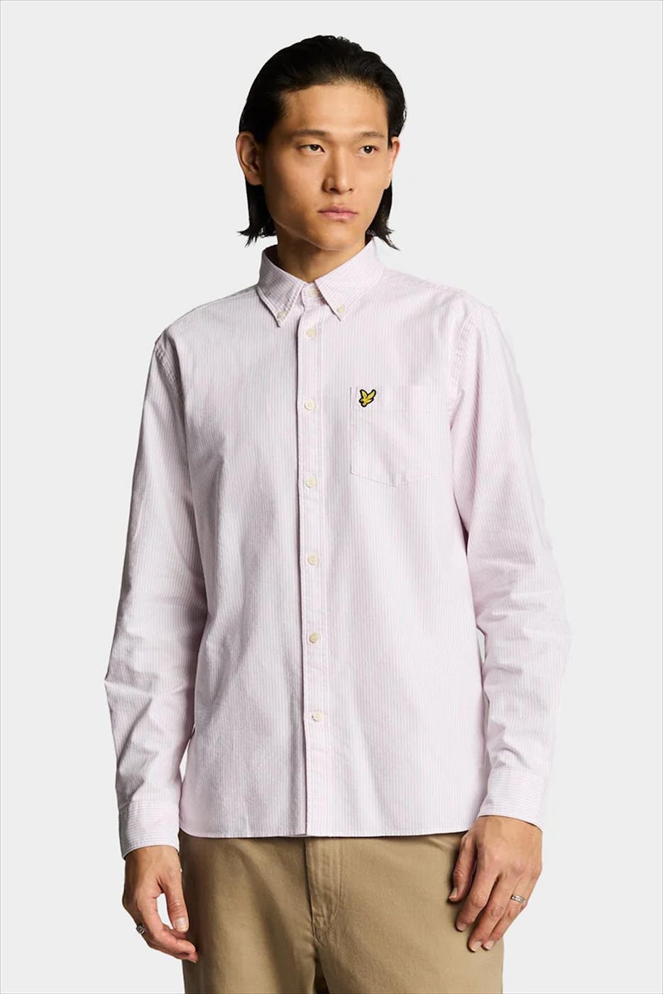 Lyle & Scott - Roze Gestreept Oxford hemd