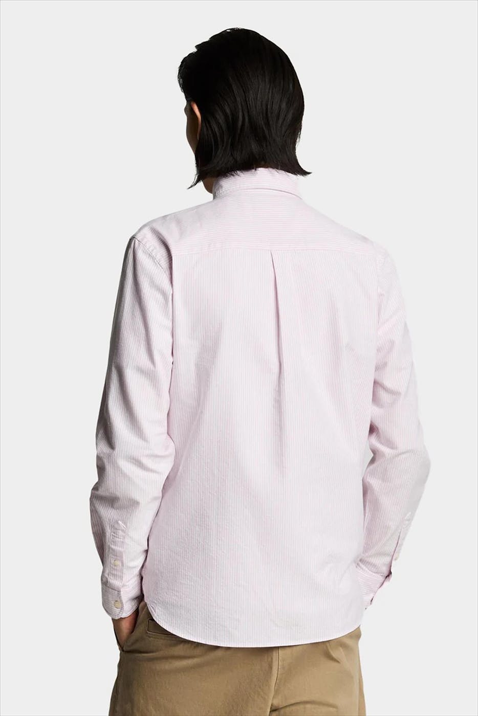 Lyle & Scott - Roze Gestreept Oxford hemd
