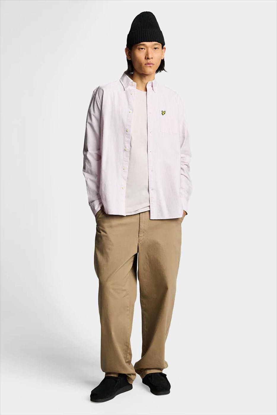 Lyle & Scott - Roze Gestreept Oxford hemd