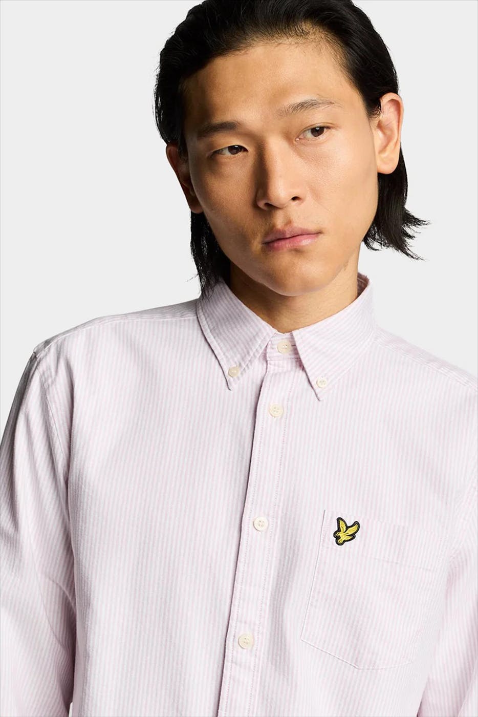 Lyle & Scott - Roze Gestreept Oxford hemd