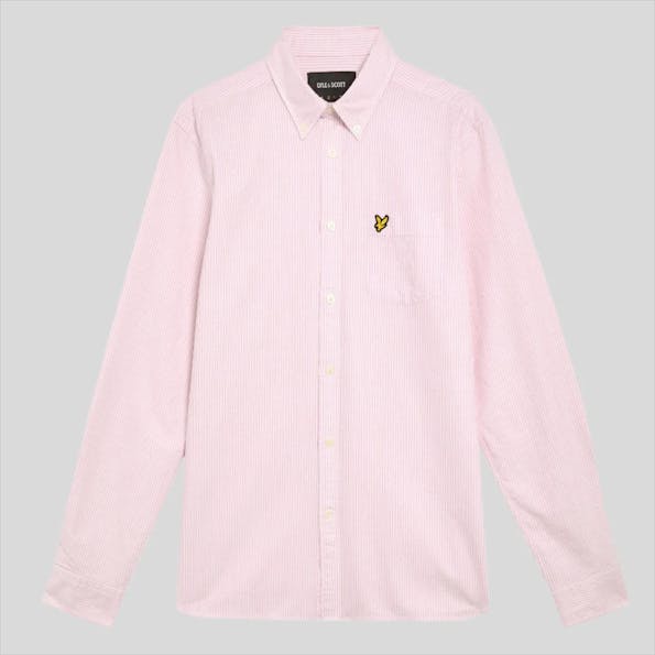 Lyle & Scott - Roze Gestreept Oxford hemd