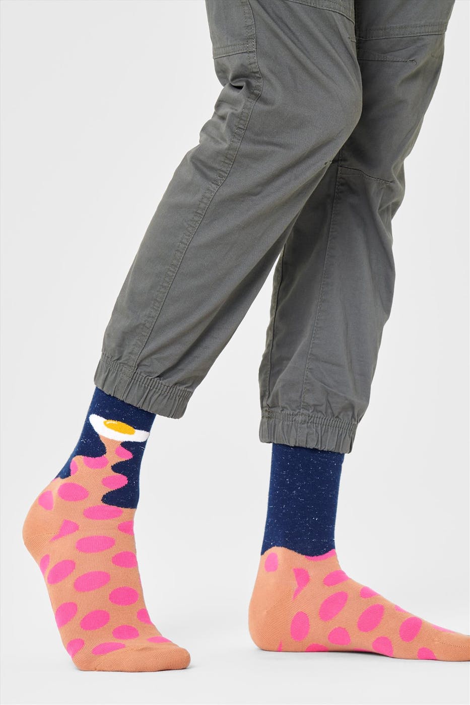 Happy Socks - Donkerblauw-roze Space Egg Sokken, maat 36-40