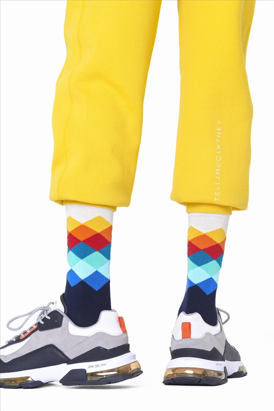 Happy Socks - Donkerblauwe-multicolour Faded Diamond sokken, maat: 41-46