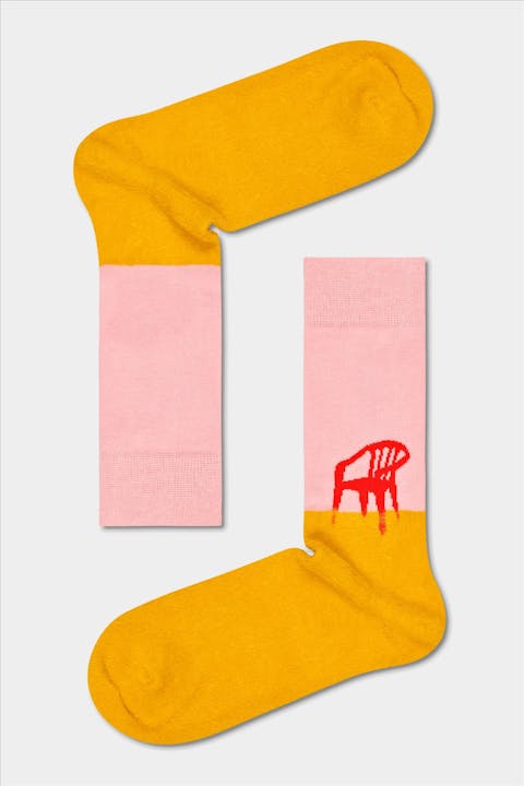 Happy Socks - Geel-roze Sunday Funday Socks, maat 36-40