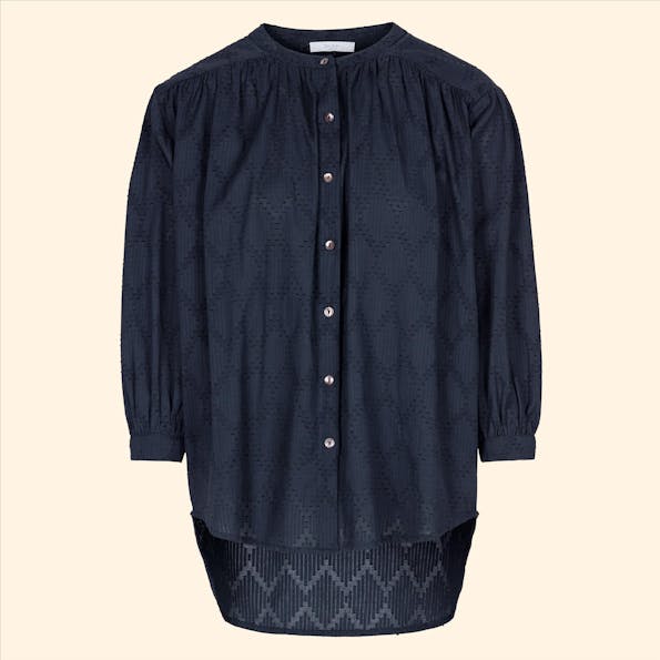 BY BAR - Donkerblauwe Lucy Structure blouse
