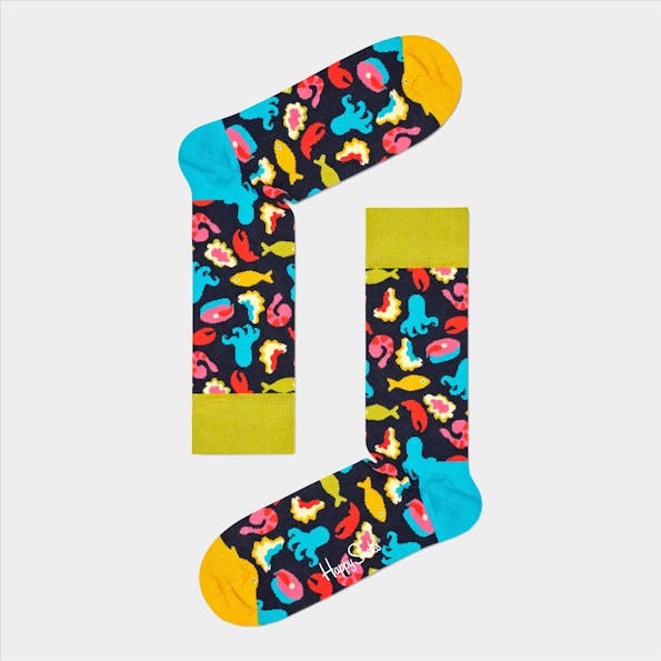 Happy Socks - Zwarte-multicolour Frutti Di Mare sokken, maat: 41-46