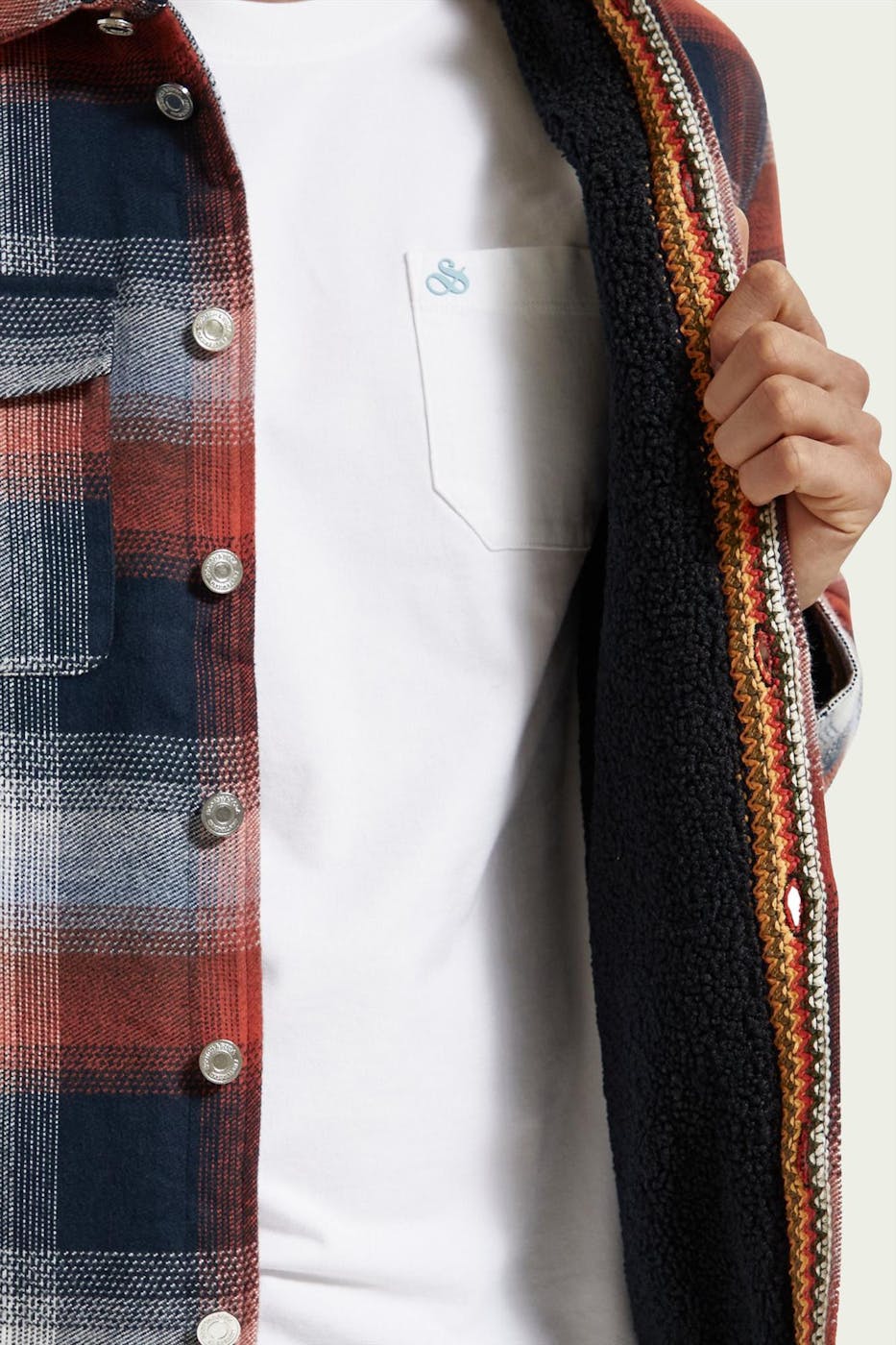 Scotch & Soda - Blauw-rood Geruit Organisch overhemd
