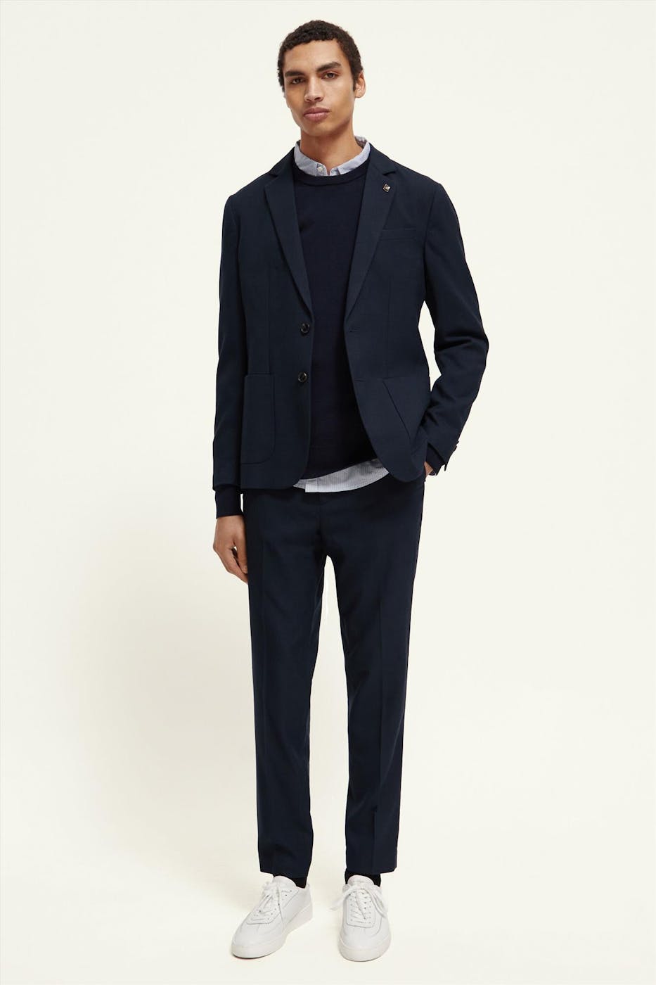 Scotch & Soda - Donkerblauw Geruit Single-breasted blazer