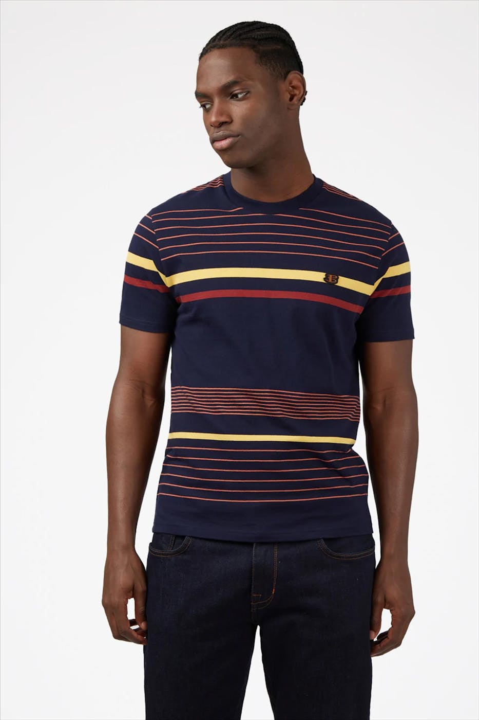 Ben Sherman - Donkerblauw gestreepte T-shirt