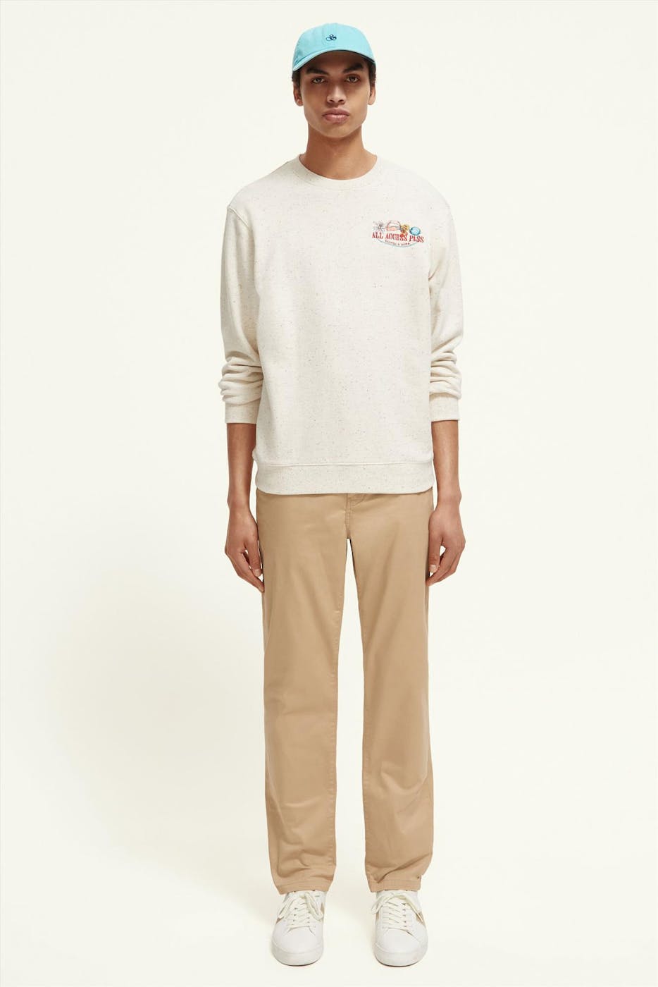 Scotch & Soda - Ecru Gemêleerd All Access Pass sweater