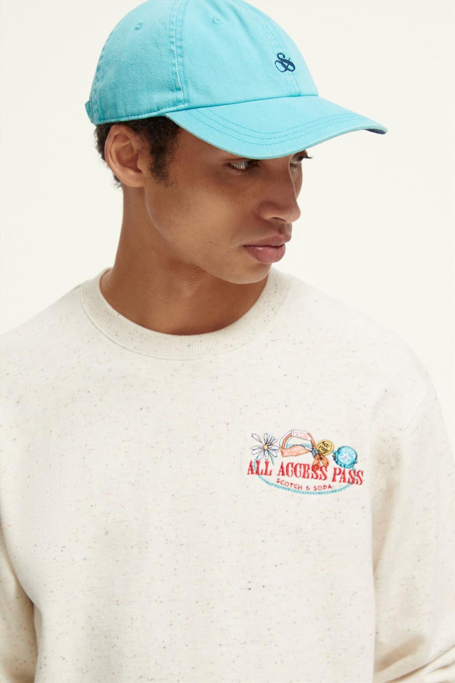 Scotch & Soda - Ecru Gemêleerd All Access Pass sweater