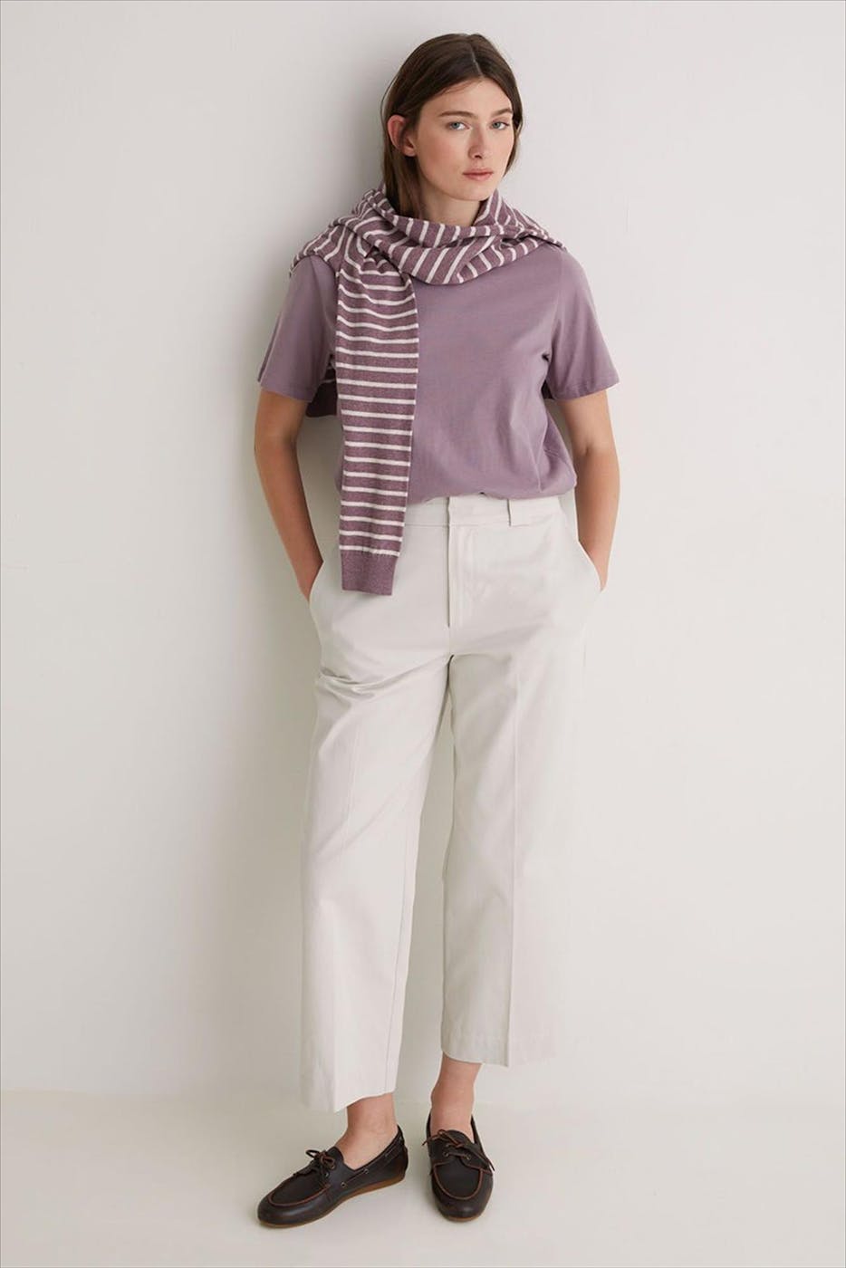 YERSE - Ecru Coton straight broek