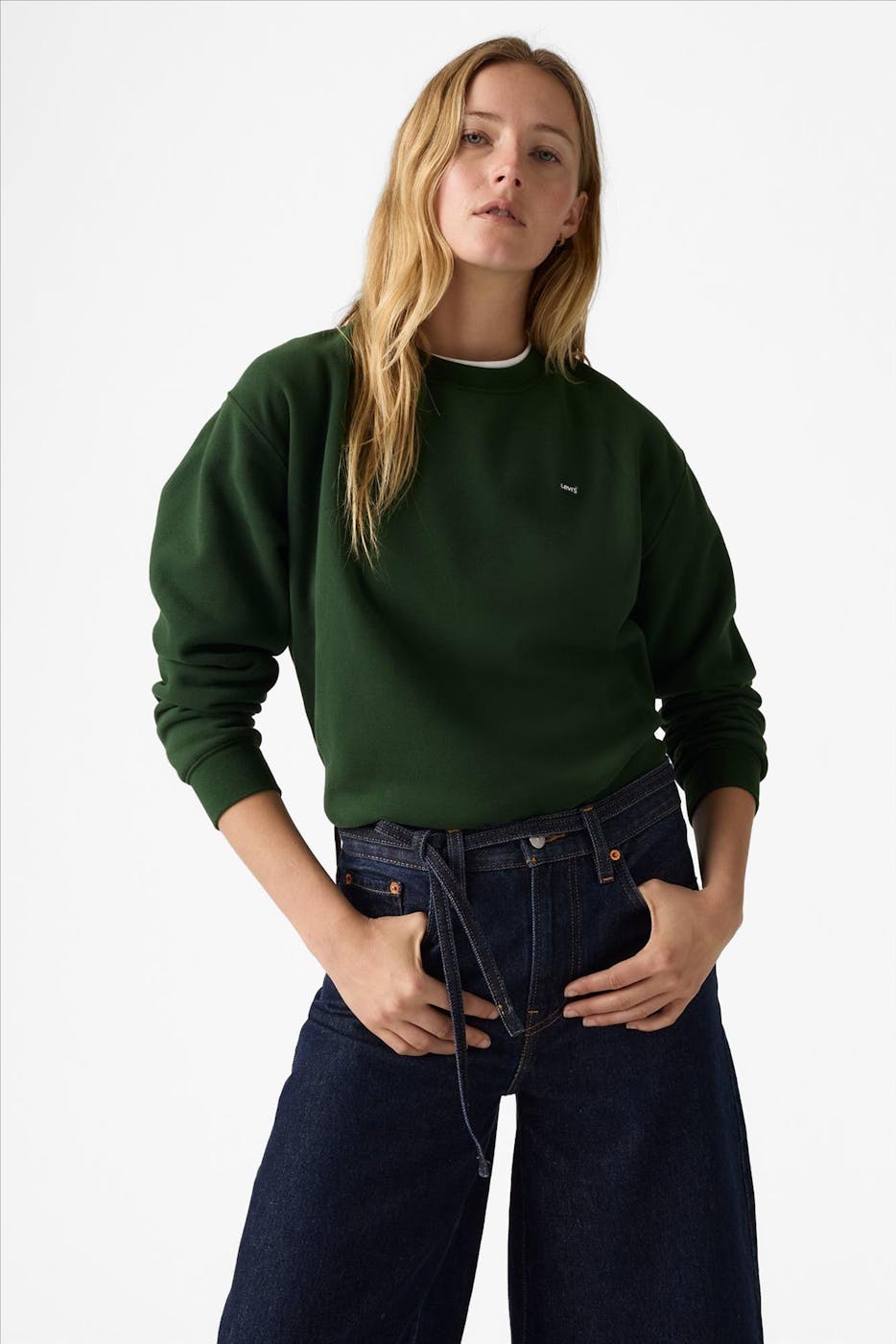 Levi's - Donkergroene Everyday Fleece sweater