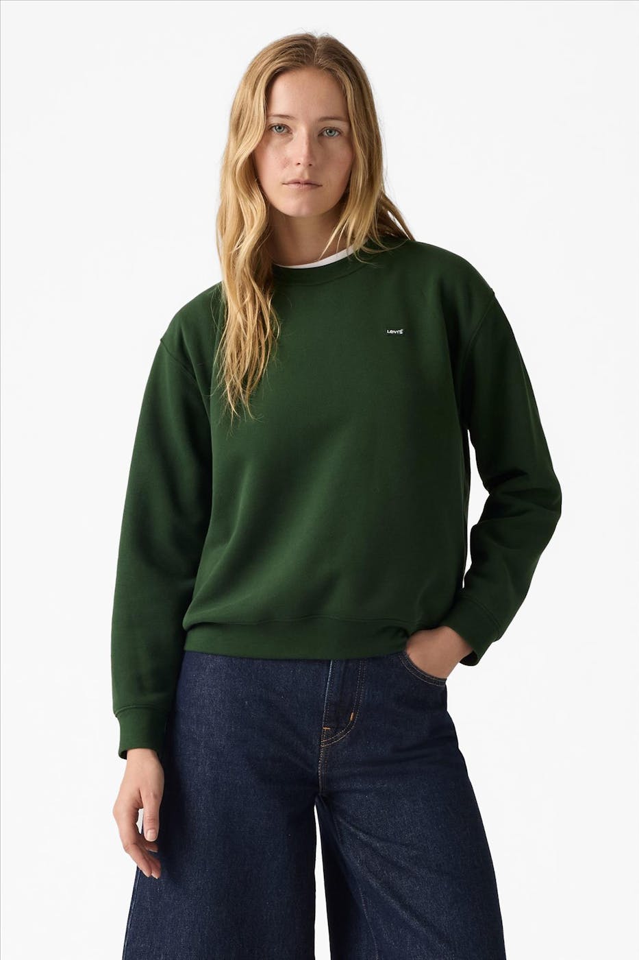 Levi's - Donkergroene Everyday Fleece sweater