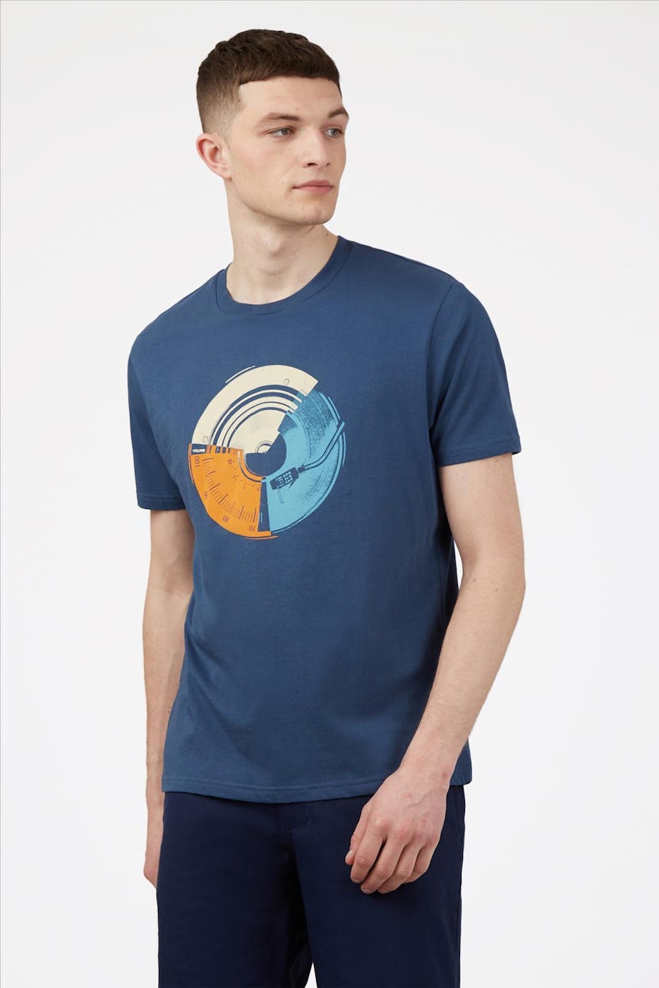 Ben Sherman - Grijsblauwe Volume Record T-shirt