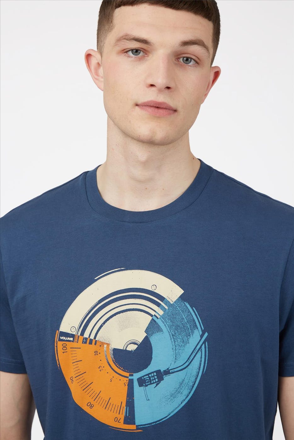 Ben Sherman - Grijsblauwe Volume Record T-shirt