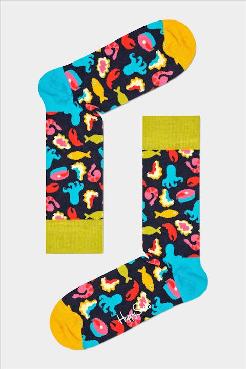 Happy Socks - Zwarte-multicolour Frutti Di Mare sokken, maat: 36-40