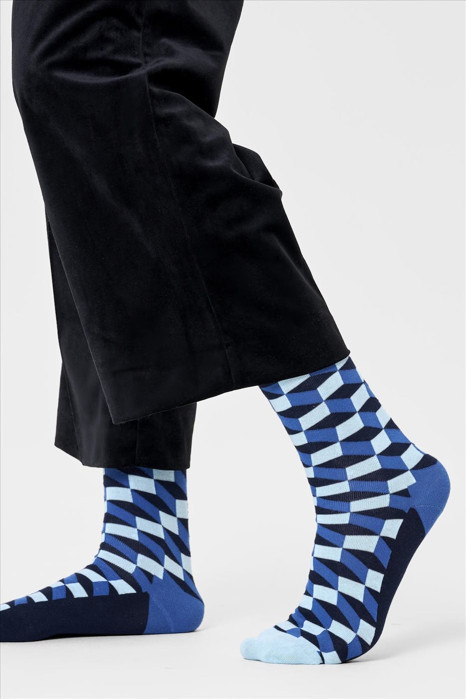 Happy Socks - Blauwe Optic Filled sokken, maat: 41-46