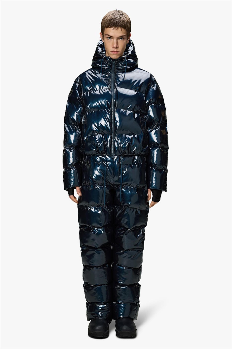 RAINS - Donkerblauwe Alta Short pufferjas
