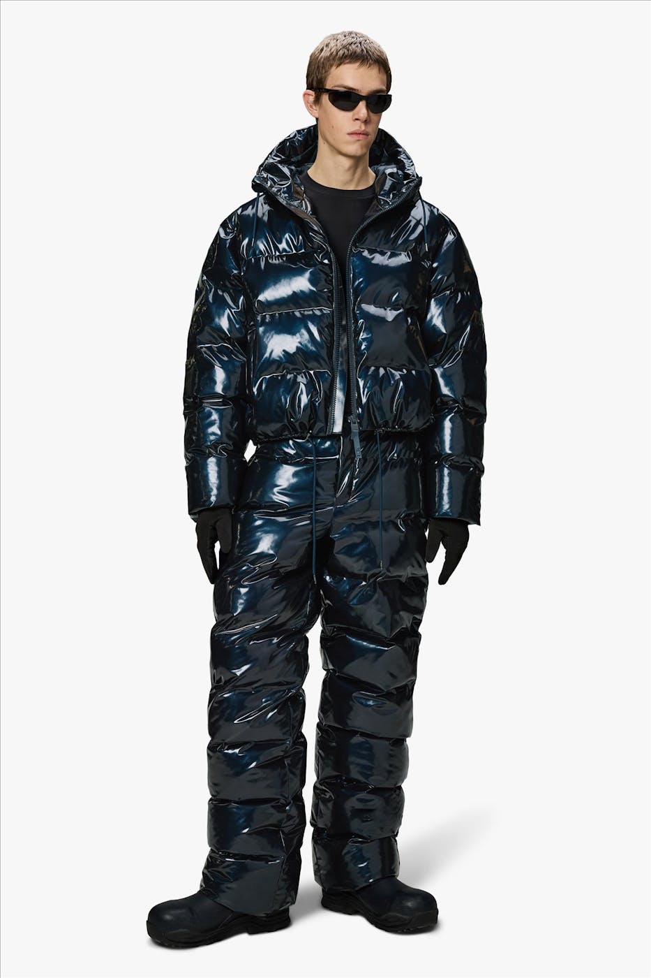 RAINS - Donkerblauwe Alta Short pufferjas