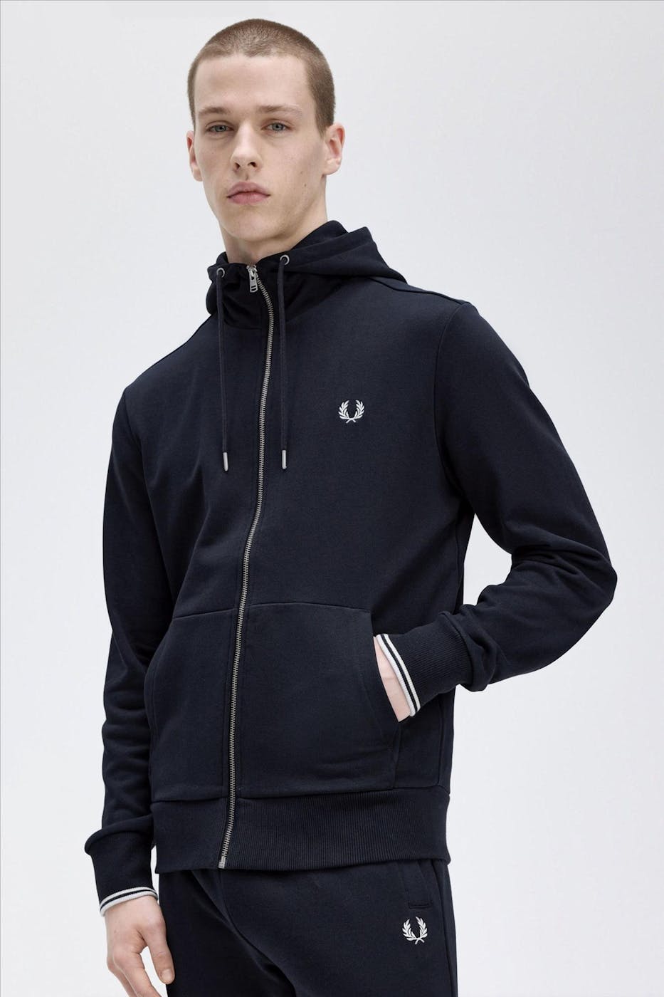 Fred Perry - Donkerblauwe Zip Through hoodie
