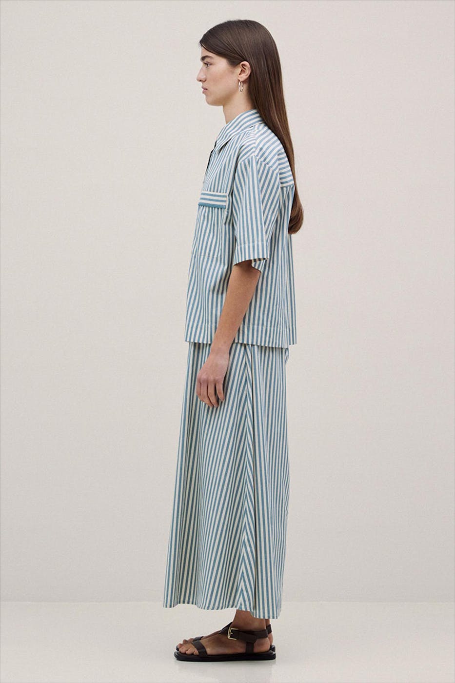 YERSE - Ecru-Mintgroene Bubble blouse
