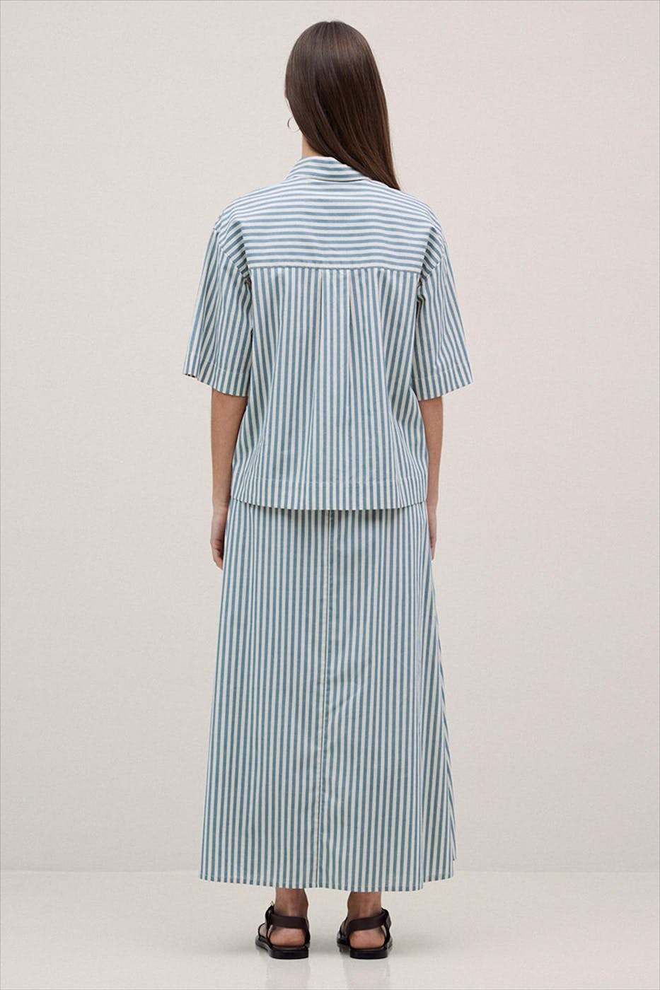 YERSE - Ecru-Mintgroene Bubble blouse