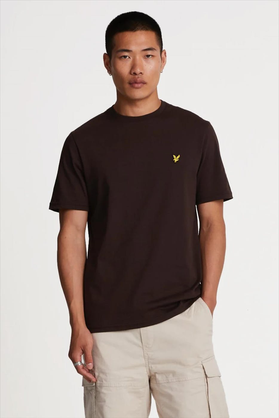 Lyle & Scott - Donkerbruine Plain T-shirt