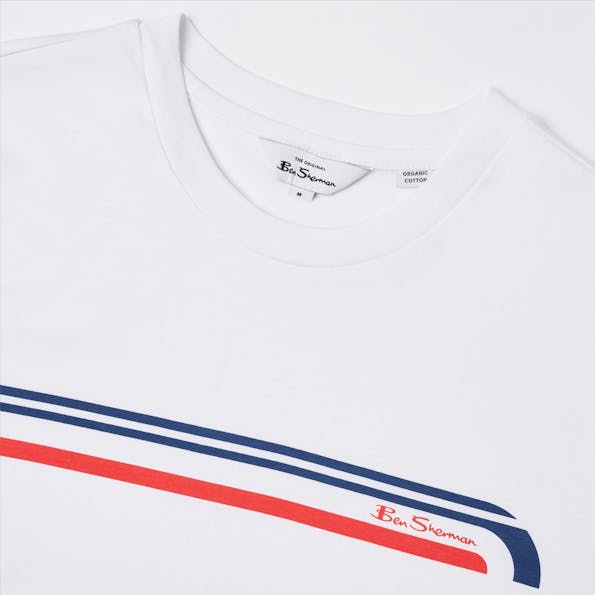 Ben Sherman - Witte Stripe Logo T-shirt