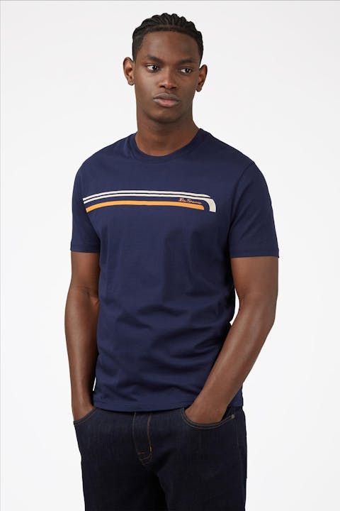 Ben Sherman - Donkerblauwe Stripe Logo T-shirt