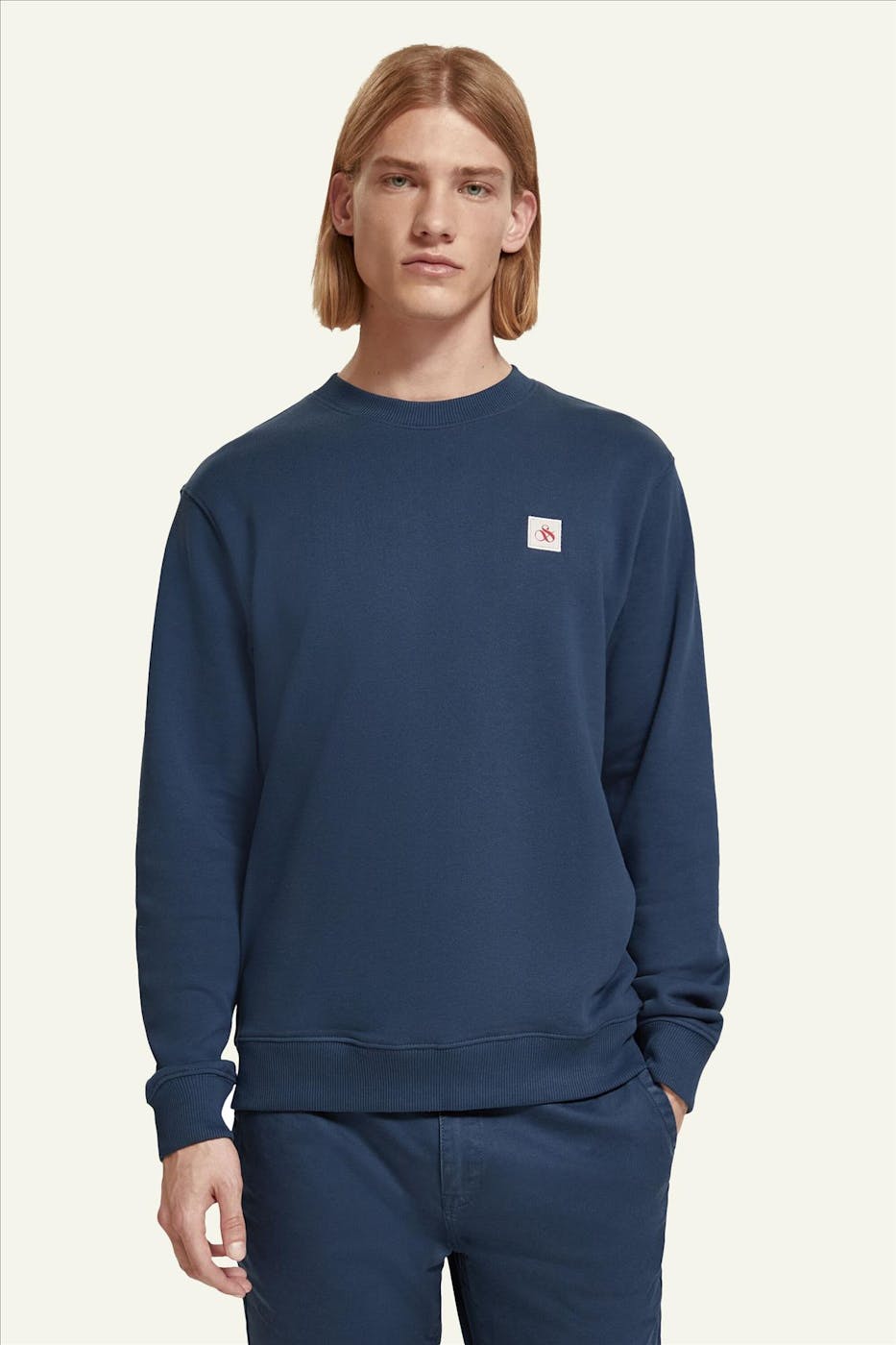 Scotch & Soda - Blauwe Logo Patch sweater