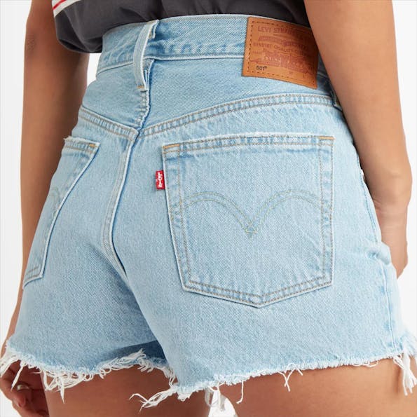 Levi's - Lichtblauwe 501destroyed jeansshort